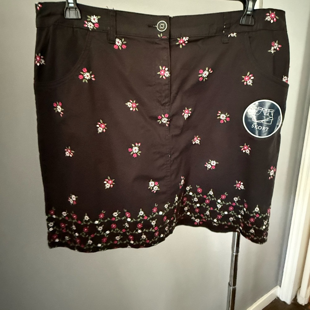 Karen Scott Pink and Black Embellished Mini Skirt